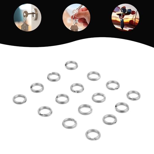 30pcs Split Rings, 8mm Stainless Steel Small Key Chain Mini Keychain Rings Split Open Jump Rings for Jewelry Making Metal Keyring Connectors Key Ring Attachment for Car Keys Craft Making