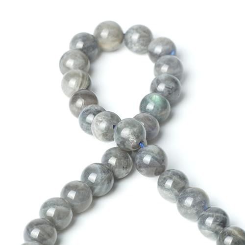 100Pcs Natural Stone 6mm Grey Moonstone Round Loose Gemstone Energy Healing Beads Hole Size 1mm DIY Smooth Beads for Bracelet Necklace Earrings Jewelry Making - color: Grey Moonstone, size: 6mm
