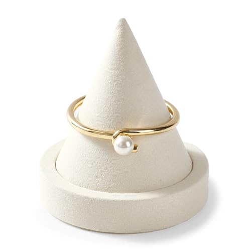 Solid Wood Bracelet Bangle Holder Microfiber Watch Jewelry Display Stand for Vendors Exhibit/Trade Shows/Retail Stores (Creamy White) - color: Creamy White