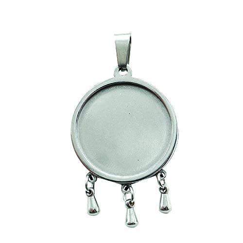 SHUNAE 10pcs stainess Steel cabochon Base Setting 20mm 25mm 30mm Round Cameo Pendant Trays DIY Jewelry Blank Bezel for Necklace Making (20mm Pattern B) - size: 20mm Pattern B
