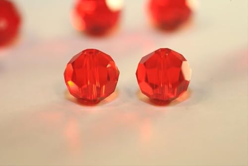 100pcs Adabele Austrian 4mm (0.16 Inch) Small Faceted Loose Round Crystal Beads Light Siam Red Compatible with Swarovski Crystals for Jewelry Craft Making SS2R-406 - color: Light Siam/Red, size: 4mm Small (100pcs)