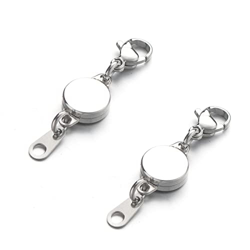 Zpsolution Stainless Steel Magnetic Jewelry Clasps, Silver Plated Locking Magnetic Necklace Clasps Bracelet Extender for Jewelry Making - color: Silver