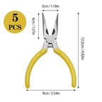 5 Pcs 5" Needle Nose Pliers, Long Nose Pliers Set with Side Cutter,Mini Fine Needle Nose Pliers with Comfort Grip, Precision Small Needle Nose Plier for Electronics, Craft, Jewelry Making