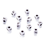 240pcs Opaque Acrylic Letter F Cube Beads White Plastic Alphabet Loose Spacer Square Beads 4-5mm for DIY Name Bracelet Necklace Jewelry Crafts Making Hole: 1.8mm - color: Letter F#White and Black