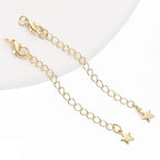 BEADIA 14K Gold Plated Extender Chains 75mm 20pcs 3D Star Extension Tail Chains for Jewelry Making Findings - color: 3D Star
