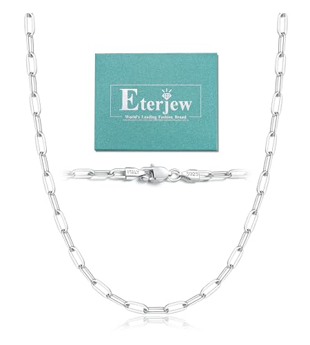 18K Gold Plated and 925 Sterling Silver Paperclip Chain Necklace for Women, 3mm 4mm Women's Chain Necklace, World's Top Craftsmanship Necklace for Women 16 18 20 22 24 26 Inch - color: 3mm White Gold, size: 24 Inch
