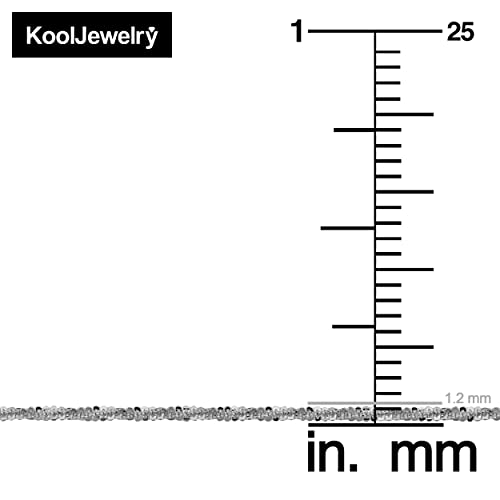 Kooljewelry Real 14k Yellow or White Gold 1.2 mm Sparkle Chain Adjustable Length Necklace (adjusts up to 22 inches) - color: White