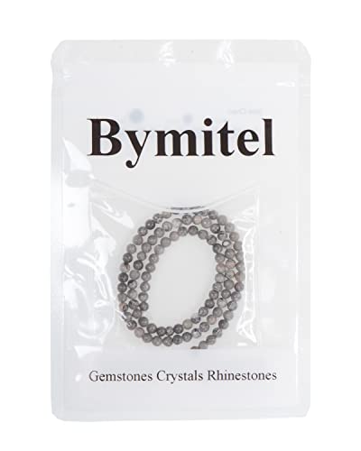 Bymitel 90 pcs Natural Genuine Real Round Loose Stone Beads Gemstone Spacers for Charm DIY Jewelry Making 15.5" per Strand 4mm (Map Jasper, 4mm) - color: Map Jasper, size: 4mm