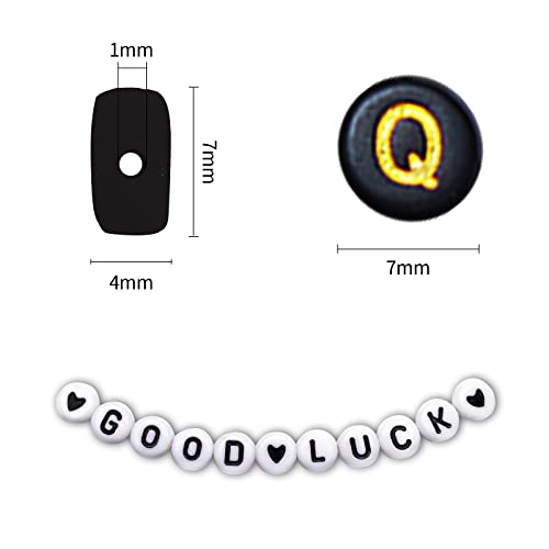 1400pcs Letter Beads, 4x7 mm Acrylic Alphabet Beads, Beads for Jewelry and Bracelet Making, in 28 Grid Box (Black and Gold) - color: Black Beads Gold Letter