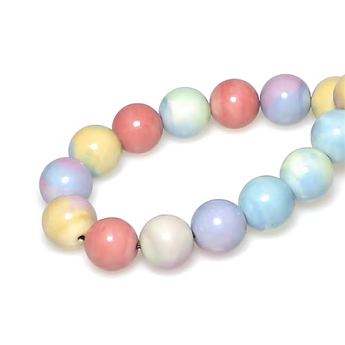 MJDCB Natural Stone Beads 10mm 35pcs Round Rainbow Stone Loose Gemstone Bead Charms for Jewelry Making Bracelet Necklace Earring Pendant - color: Rainbow Stone, size: 10mm