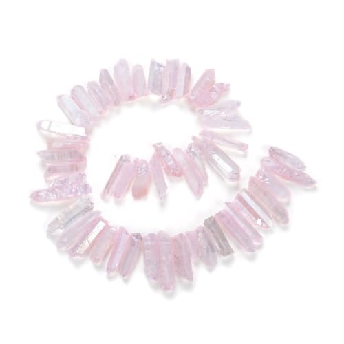 Adabele 15 Inch Natural Raw Healing Crystal Quartz Gemstone Loose Beads Medium Drilled Point Rose Pink AB Titanium Coated Chakra Gem Stone Drop Stick GA-D8 - color: Rose Pink Ab, size: Medium Size (15 Inch/1 Strand)