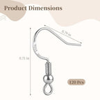 925 Sterling Silver Earring Hooks, 120 PCS Fish Hook Earrings for Earring Making Supplies Kit, Jewelry Making Supplies for DIY Earrings Hypoallergenic Ear Wires Fish Hook - color: Silver
