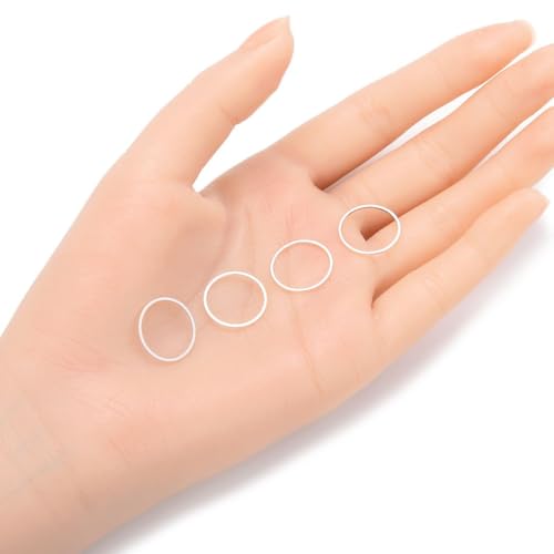 Adabele 50pcs Silver Round Hoop Circle Beading Hoop Link Jewelry Findings 16mm Geometric Connector Open Back Bezel Frame for DIY Craft Jewelry Making CF71-2 - size: Round Circle (0.63 inch)