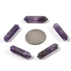 Amethyst 32mm Natural Gemstone Hexagonal Wand Jewelry Making Crystal Pointed Chakra Reiki Healing Beads 2mm Hole Drilled(Pack of 10) - color: Amethyst