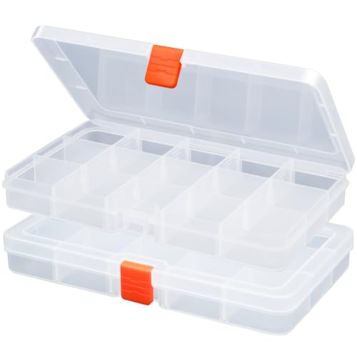 Moon Magpie 8PACK Extra Thick Bead Organizers, Mini Clear Plastic Storage Box Craft Containers for Nail jewelry rhinestones DIY Supply Case - size: 8P-MovableGrid