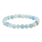 Bling Jewelry Natural Multi Color Semi Precious Gemstone Round Bead 8MM Strand Stackable Stretch Bracelet For Women Men Teen Unisex - color: Matte Aquamarine