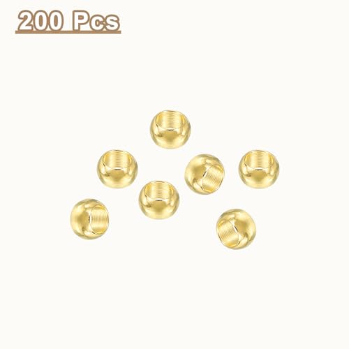 uxcell 200Pcs Round Crimp Beads, 4mm Metal Spacer Loose Beads Metal Clamp Ends Tiny Stoppers Bead for Bracelet Jewelry Making Craft DIY, Gold - color: Gold, size: 4mm