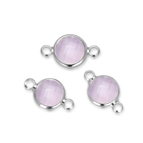 10pcs Adabele Grade A October Pink Birthstone Connector Link 6mm (0.24 Inch) Silver Plated Round Austrian Crystal Bead for Jewelry Making CCP1-S10 - color: October - Pink, size: 6mm - 10pcs