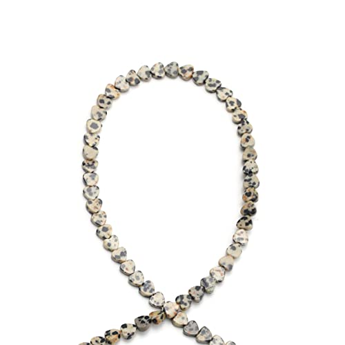 6mm Natural Dalmatian Stone Beads Heart Shape Cute Fine Gems Spacer Beads Fit Jewelry Making DIY Exquisite Necklace Bracelet Accessory - color: Dalmatian