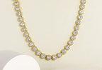 Gemsme 18K White Gold Plated Halo Necklace 5.0mm Round Cubic Zirconia Classic Tennis Necklace - color: Yellow Gold, size: 16 inch