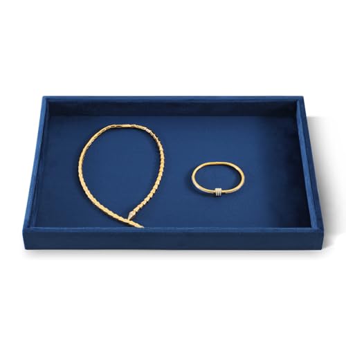 Jewelry Organizers And Storage, Velvet Jewelry Trays,Premium Flat Watch Tray,Luxury Jewelry Display For Vendors,Blue Necklace Display For Selling - color: A-Blue, size: Flat Tray