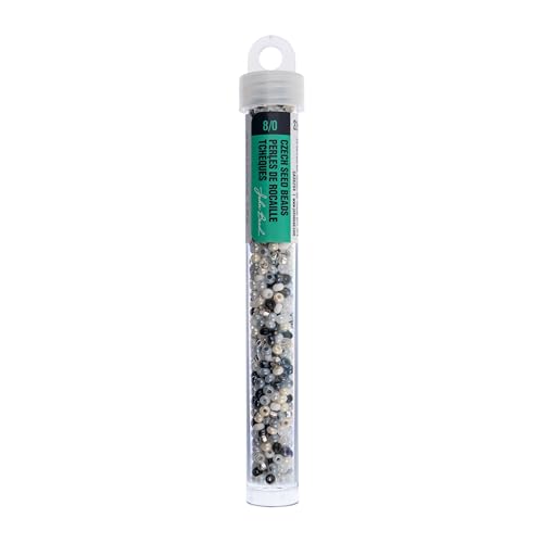 John Bead 8/0 Czech Glass Seed Beads 22 Grams Multi Mix Black/White for DIY Arts Crafts Jewelry Bracelets Necklaces Earrings Phone Charm Making - color: Multi Mix Black/White