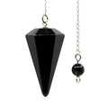 Justinstones Black Agate Gemstone Rock Crystal Hexagonal Pointed Reiki Chakra Pendant Pendulum - color: Black Agate