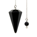 Justinstones Black Agate Gemstone Rock Crystal Hexagonal Pointed Reiki Chakra Pendant Pendulum - color: Black Agate
