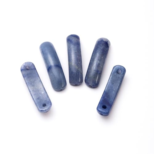 5PCS Natural Blue Aventurine Stone Rectangle Curved Beads Gemstone Pendants Connectors for DIY Bracelet Neclace Jewelry Making - color: Blue Aventurine
