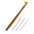 Tambour Hook with 3 Needles Wood Handle Embroidery Crochet Hook Kit for Beading Sequins DIY Sewing Accessories Needlework Tool Set Chain Stitch Embroidery Fabric Crafts Brown - color: Brown