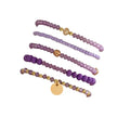 5Pcs Bohemian Multilayer Crystal Beads Stackable Bracelets Y2K Circle Disc Coin Pendant Colorful Beaded Elastic Stretch Bracelets for Women Boho Beach Vacation Holiday Jewelry Gift - color: Purple