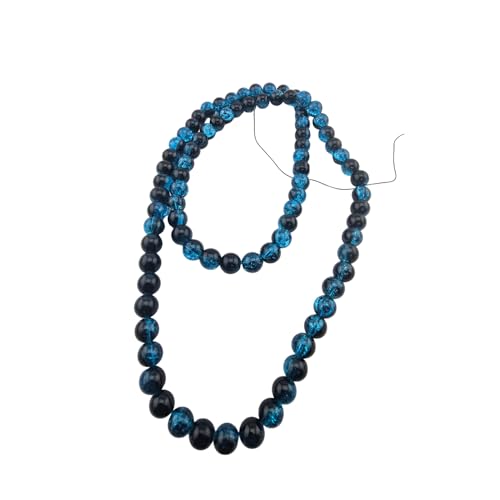 DandS ltd Crackle Lampwork Glass Beads for Jewelry Making, Blue Black, Vibrant DIY Bracelets, Necklaces, Earrings, Beading Supplies & Craft Kits for Handmade Jewelry, 80pcs 0.39 inch (10mm), #J215-10 - color: Blue Black