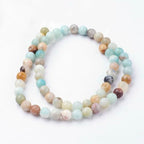 58Pcs Natural Flower Amazonite Beads 6mm Round Gemstone Beads Smooth Stone Loose Bead for DIY Bracelets Necklace Earrings Jewelry Making - color: Natural Flower Amazonite, size: 6mm
