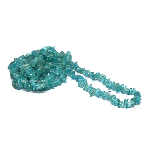 Apatite Pre Drilled Crystal Crushed Chips Beads for Bracelets Making, DIY Handmade Natural Healing Crystals (25 Inch Strand) - color: Apatite