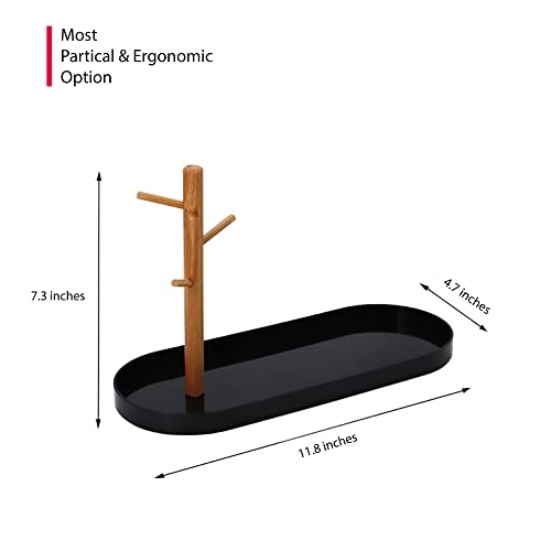 Shinpuru Key Tray & Key Bowl, Jewelry Tray with Wood 3-Tier Hanging Organizer - Multi-Functional Entryway Tray, Perfect for Key Bowl, Ring Holder, Jewelry Dish Organize (Black Oval) - color: Black Oval