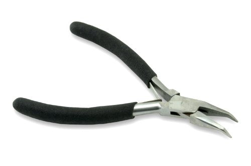 Beadalon Designer Series Bent Chain Nose Pliers, Black Vinyl-Free Grips, Stainless Steel, Box Joint, Double Leaf Springs, 4.75 in - color: Black, style: Bent Chain Nose