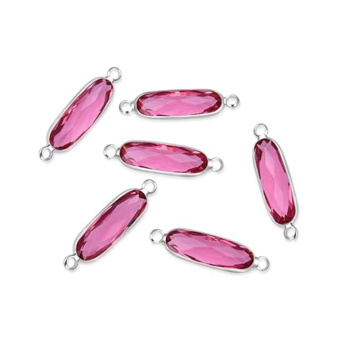 5pcs Adabele Grade A July Ruby Red Birthstone Connector Link 21mm Rectangle Bar Sterling Silver Plated Crystal Rhinestone Bead for DIY Craft Jewelry Making CCP9-S7 - color: July/Light Ruby - Silver Plated, size: 21mm (0.83") - 5pcs