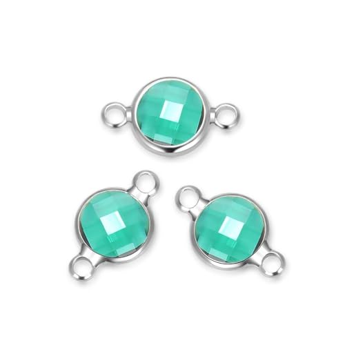10pcs Adabele Grade A May Emerald Green Birthstone Connector Link 6mm (0.24 Inch) Silver Plated Round Austrian Crystal Bead for Jewelry Making CCP1-S5 - color: May - Emerald Green, size: 6mm - 10pcs