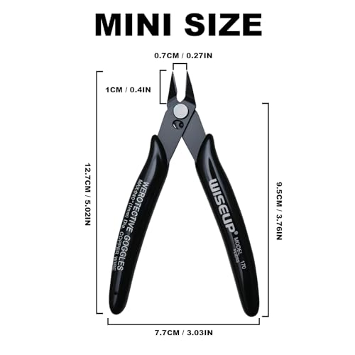 WISEUP 5pcs Small Wire Cutters, 170 Micro Flush Cutter Side Zip Tie Cutter for Jewelry Making, Electronics, Model Sprue,Soft Copper