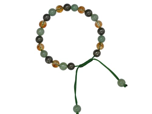 Amazing Gemstone Money Wealth Success Bracelet - Pyrite Green Aventurine Citrine Bracelet Set for Healing Calming Anxiety Stress Relief Gifts Pulseras Para Hombres Mujer Stocking Stuffer (Adjustable) - color: Money Success