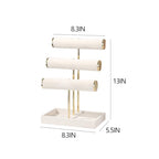 Pangkeep 3 Tier Bracelet Necklace Holder,Jewelry Displays for Vendors,T Bar Velvet Jewelry Stand with Tray,Jewerly Organizer for Bangles Necklace Scrunchie Watches Rings (Beige)