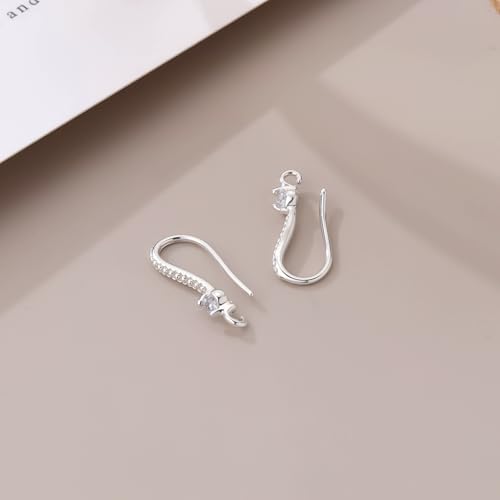 14K Gold and Silver Cubic Zirconia Earring Hooks 220PCS Earring Findings for Jewelry Making Hypoallergenic Fish Hooks for DIY Earrings - color: Silver and 14K Gold-Small Cubic Zirconia Earring Hooks