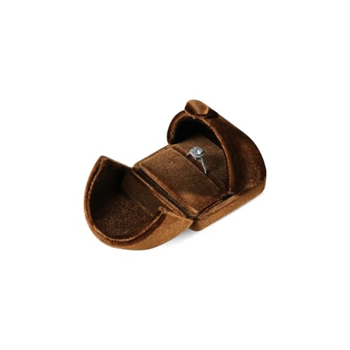 Resilient Velvet Ring Box for Wedding Engagement Proposal Photography, Single Slot Jewelry Ring Storage Case for Daily Use Retail Display (Brown) - color: Brown, size: Ring Box