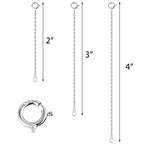 ALEXCRAFT White Gold Necklace Extenders 925 Sterling Silver Necklace Bracelet Ankle Extender Chain Extension for Jewelry Making（2 3 4 inch） - style: White Gold-Rectangle Tag