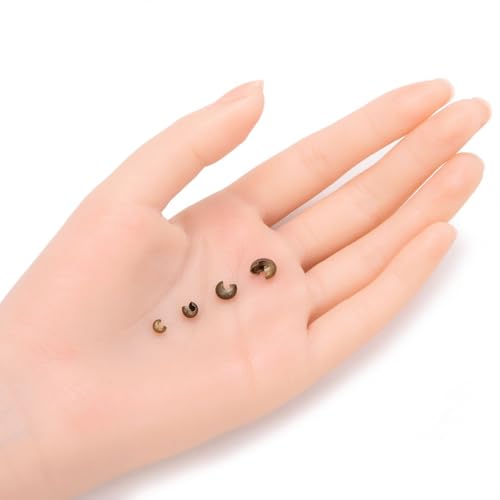 100pcs Crimp Bead Knot Cover End Caps 3mm (0.12 Inch) Small Antique Bronze Plated Copper Brass for DIY Craft Jewelry Making CF118-3 - color: Antique Bronze, size: 3mm (0.12 inch) - 100pcs