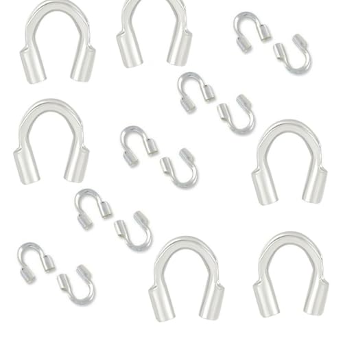 100pcs Adabele Tarnish Resistant Wire Guard Thread Protector Loop Guardian Sterling Silver Plated (Hole 1.6mm/0.06 inch) for DIY Craft Jewelry Making BF253-3 - color: Silver, size: Hole/1.6mm/0.06 inch - 100pcs