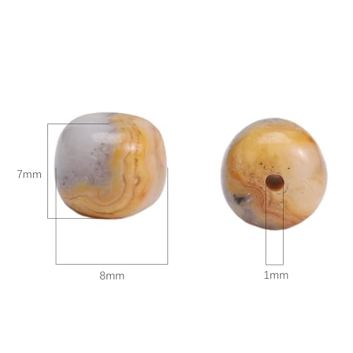 BEADIA Natural Crazy Agate Flat Cut Round Drum Stone 8mmx7mm Loose Semi Gemstone Beads for Jewelry Making 38cm - color: Crazy Agate