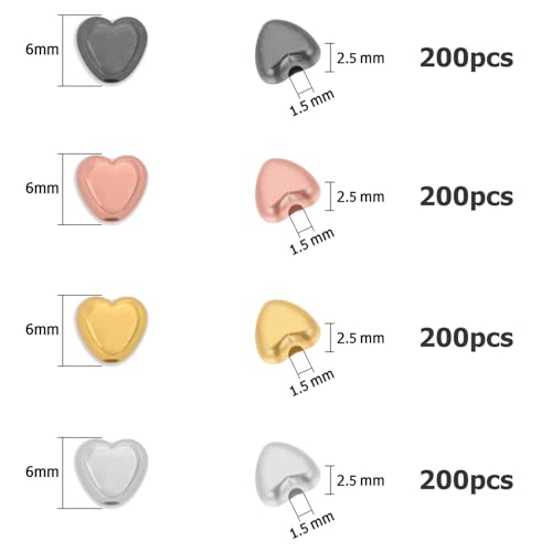 ZSFLZS 800pcs 6mm Heart Spacer Beads for Bracelets Making, Heishi Polymer Flat Disc Spacer Bead for Jewelry Making, Spacer Beads for Bracelets Clay Beads for Jewelry Making - size: 800pcs(heart)