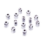 240pcs Opaque Acrylic Letter C Cube Beads White Plastic Alphabet Loose Spacer Square Beads 4-5mm for DIY Name Bracelet Necklace Jewelry Crafts Making Hole: 1.8mm - color: Letter C#White and Black