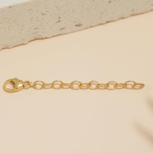 Necklace Bracelet Extender for Women Men - 14K Gold Filled or Solid 925 Sterling Silver Extension, Medium Size Jewelry Chain Durable Strong Removable 2" 4" or 6" Made in USA (Single Piece) - style: 14k Gold Filled / 4"